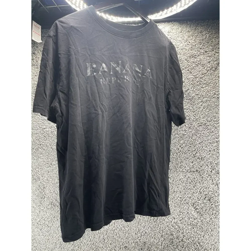 Banana Republic Mens Premium Wash Tee Black XL TShirt Logo Lightweight Soft